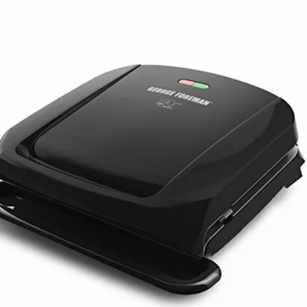 George Foreman 4-Serving Removable Plate Electric Grill and Panini Press, Black